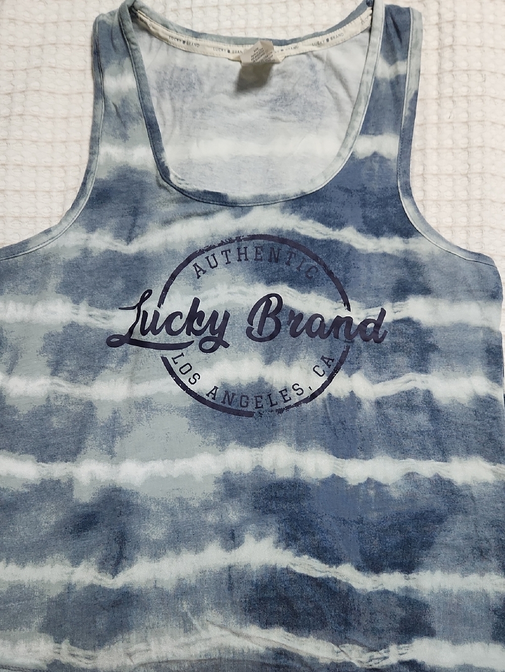 Lucky Brand Navy and White Tie-Dye Tank